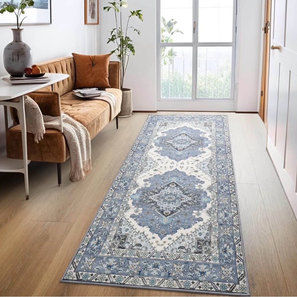 2x6 ft Hallway Runner Rug, Non Slip Backing Vintage Machine Washable - Picture 7 of 7